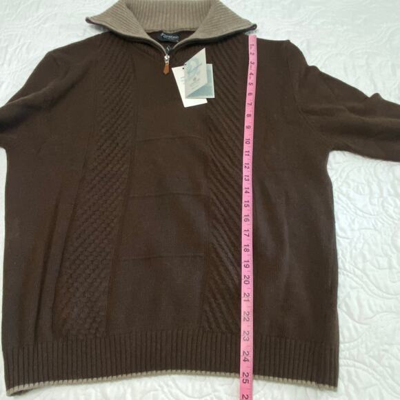 Gionfriddo Wool Cashmere 1/4 Zip Pullover Sweater Mens Size Large Brown - Picture 8 of 10
